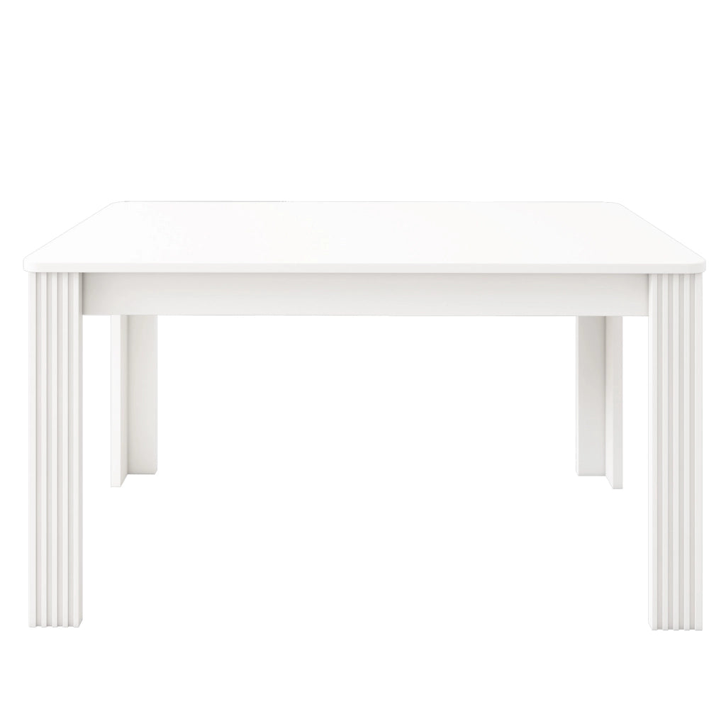 Tavolo da pranzo con piano ampio e 4 gambe stabili, in truciolare, per cucina e sala da pranzo, bianco moderno