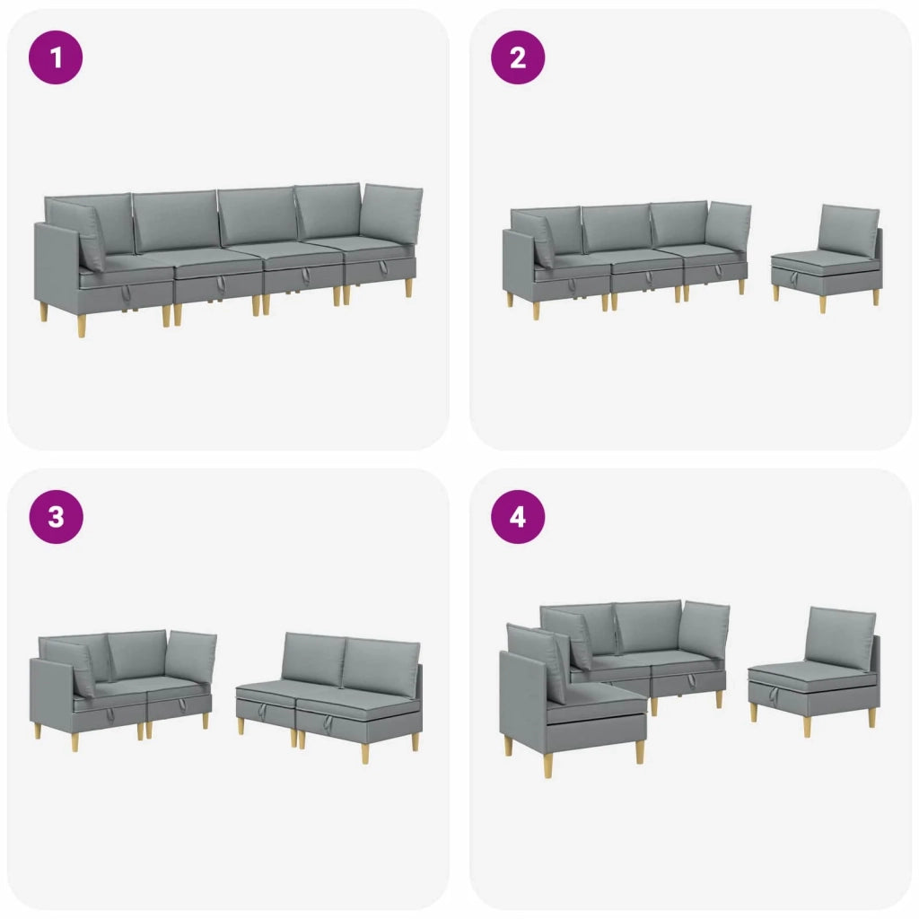 Set di divani modulari con spazio di archiviazione 4 pcs