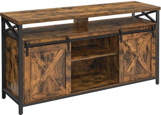 TV meubel - Lowboard - Woonkamerkast - Con più pannelli - Con porte a scorrimento - Legno - Marrone