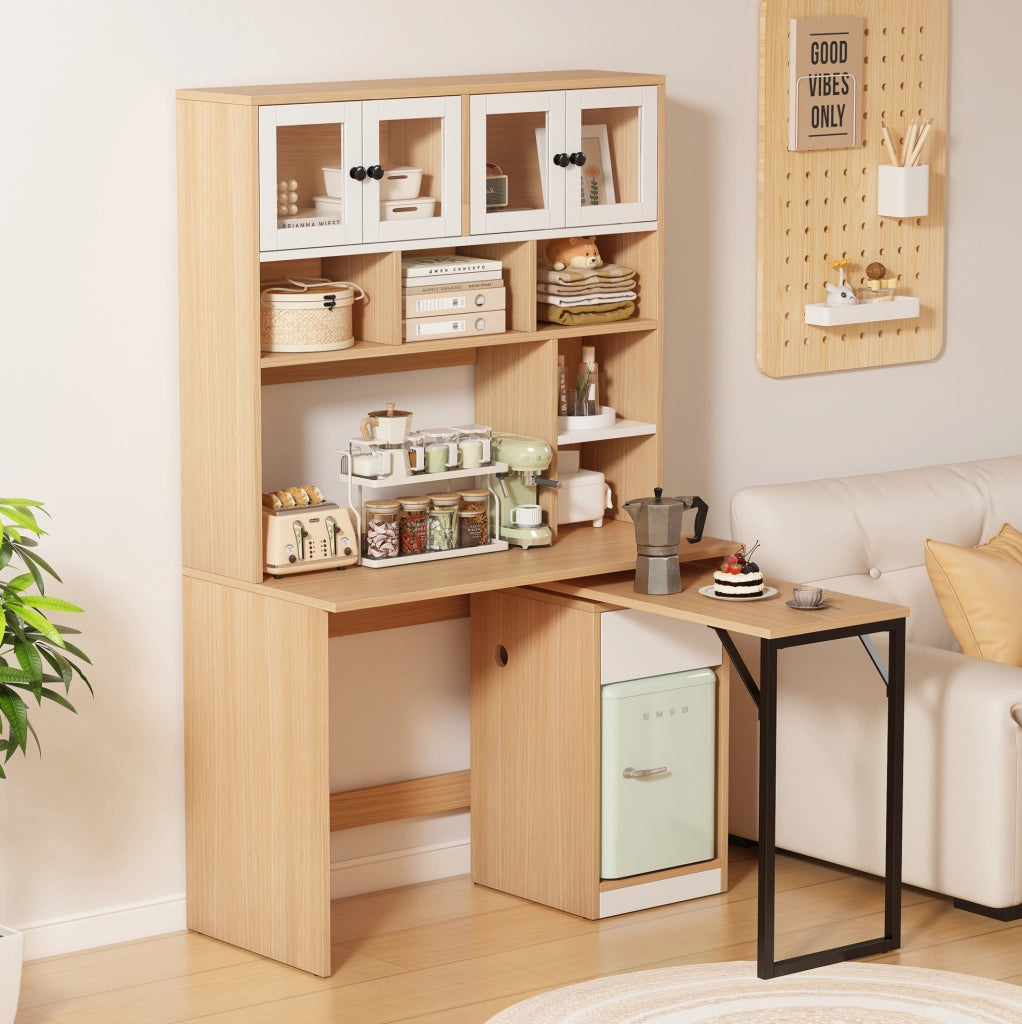 Scrivania per computer con contenitore 110x55x180 cm in MDF bianco naturale