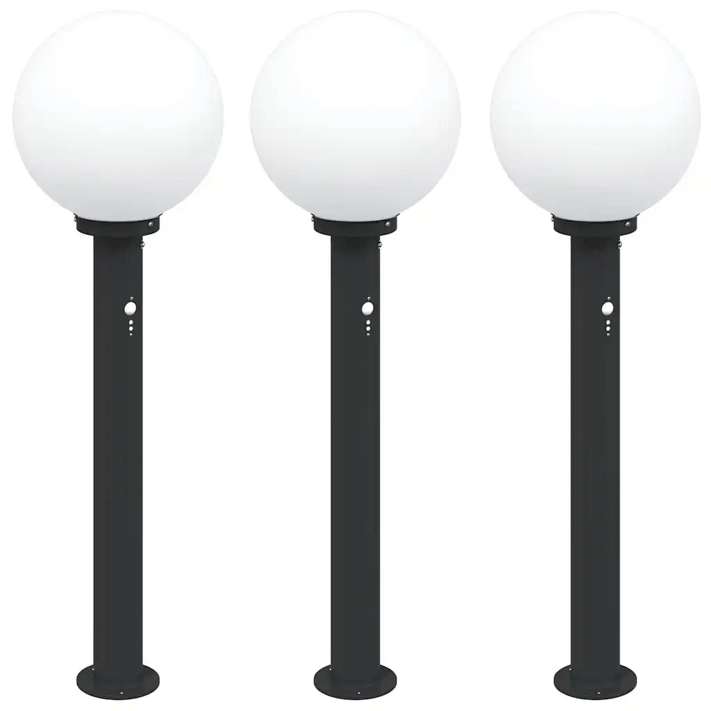 Lampioni a paletto con sensore 3 pz 80 cm neri IP44 4006116