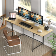 Scrivania pieghevole multifunzionale con 2 allunghe, gambe in metallo, per ufficio e studio, rovere, 170 × 58 cm