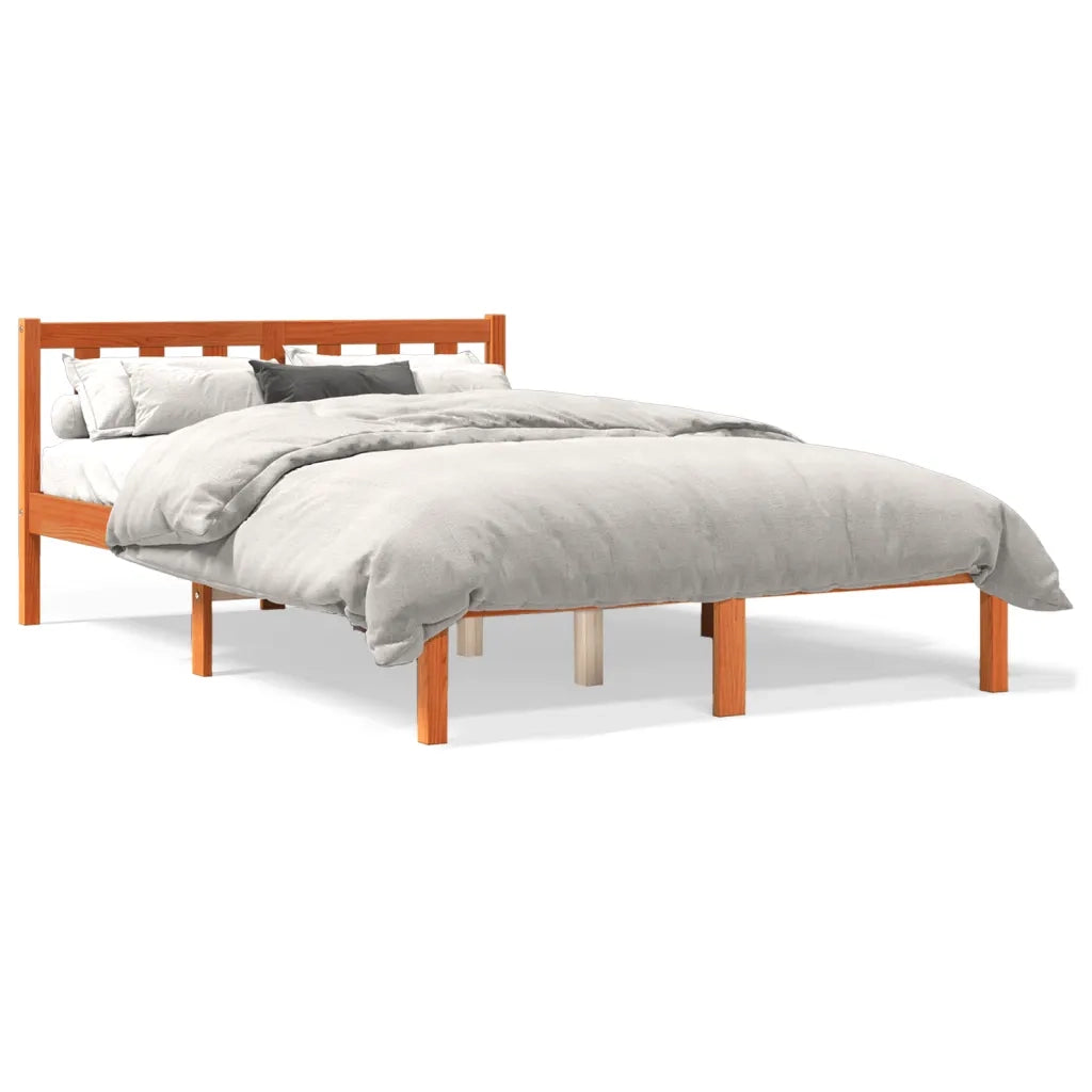 Letto senza Materasso-Struttura Letto Marrone Cera 135x190 cm in Legno di Pino 122894