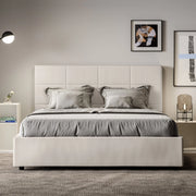 Letto matrimoniale francese senza rete imbottito 140x190 similpelle bianco Mika