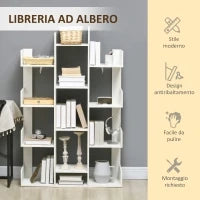Mobile Libreria ad Albero con 13 Ripiani in Legno Truciolare, 96x30x150cm
