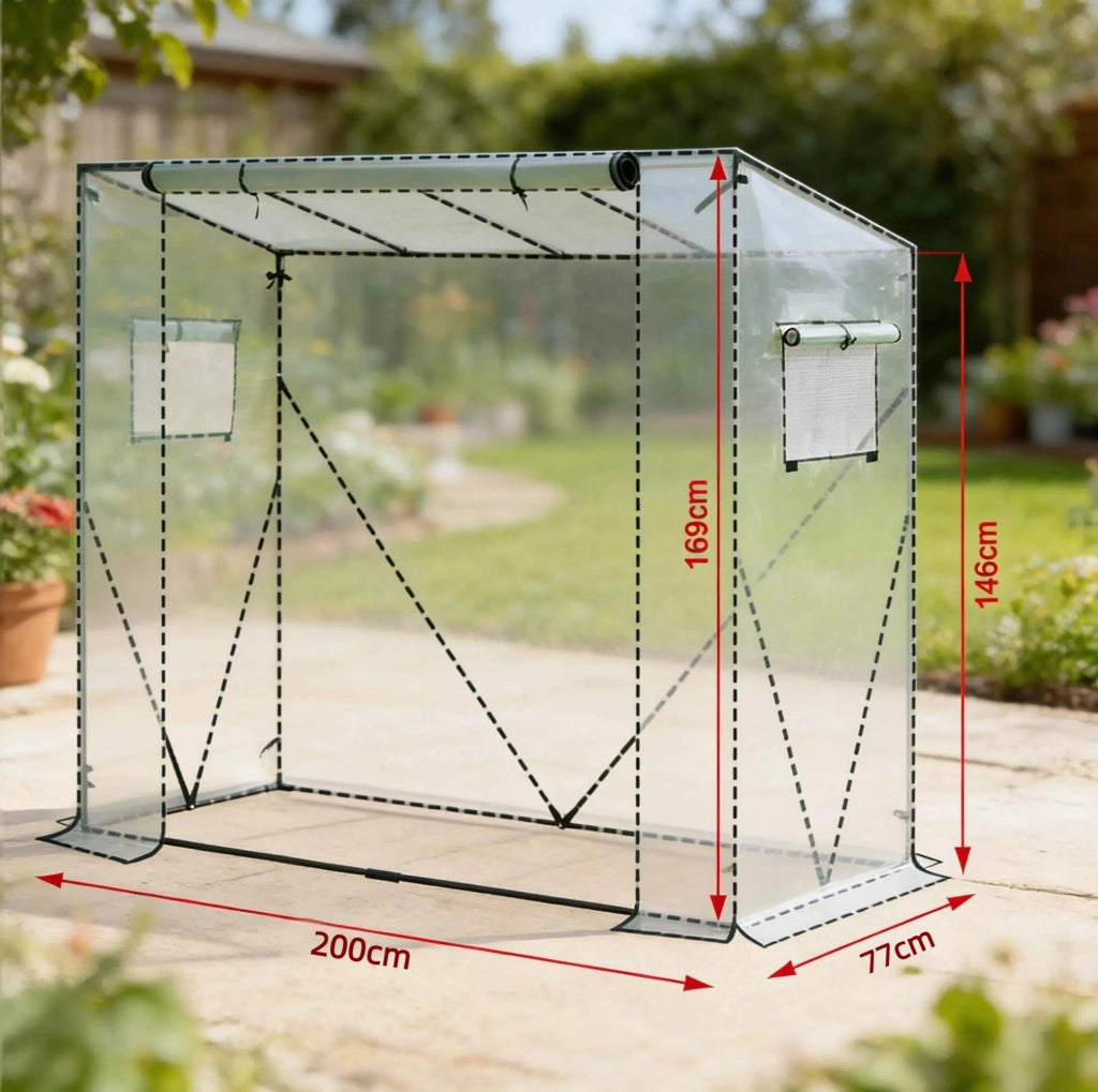 Serra da Giardino in Acciaio con Copertura PE 200x77x169 cm Verde