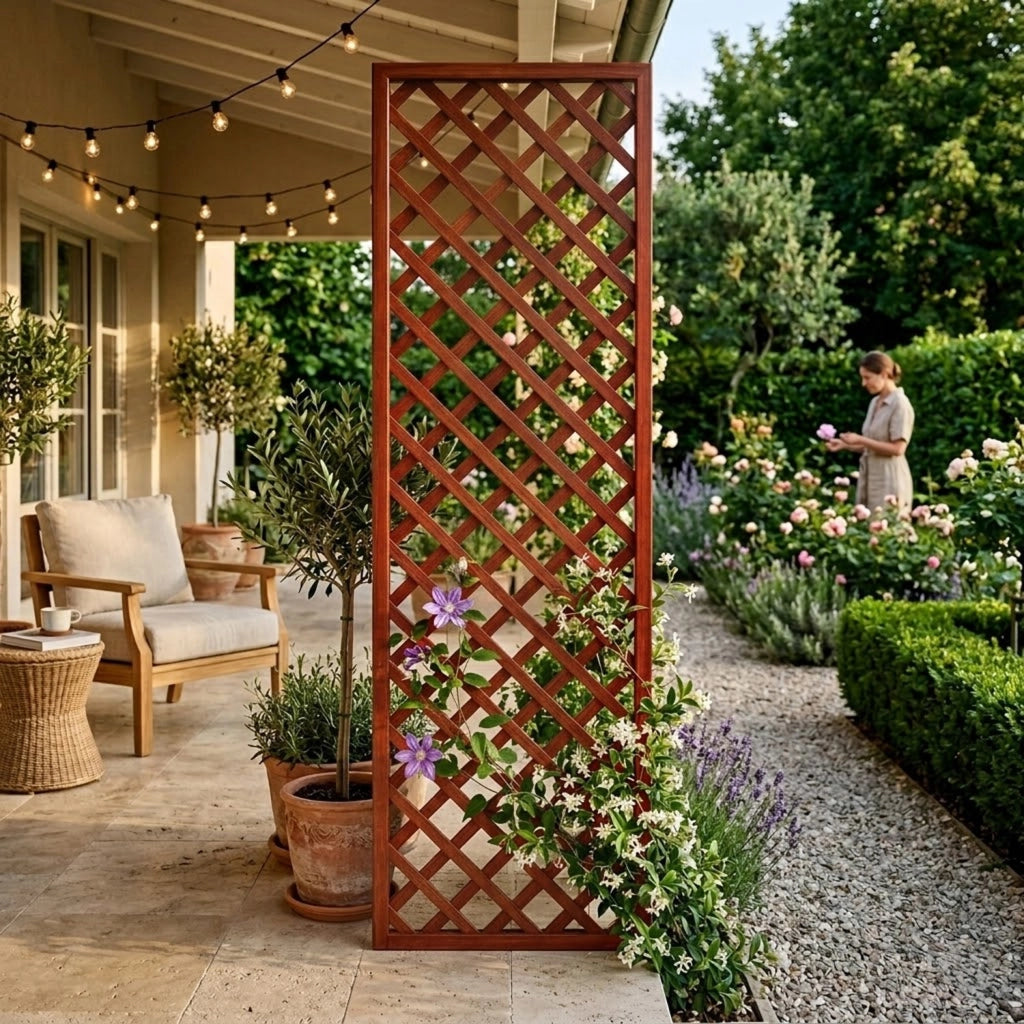 Traliccio In Legno Di Pino Impregnato Per Giardino Balcone E Terrazza Supporto Decorazione Per Piante Rampicanti Privacy Outdoor 60 x 180 Cm Legno Scuro