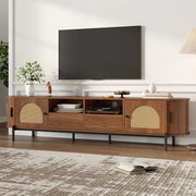 Mobile TV 200x40x49.5 cm con gestione dei cavi in MDF noce
