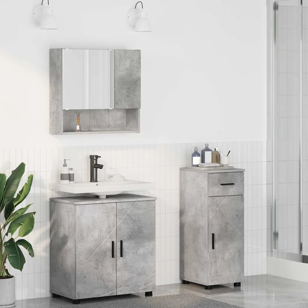 Set di mobili per il bagno con cassetto 3 pcs Grigio cemento 3392956