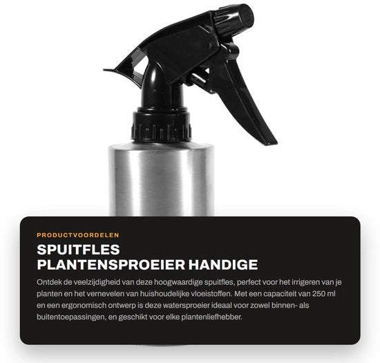 Spruzzatore per piante 250 ml - Fusto metallico - Manovella a mano - Diffusore d'acqua - Leggero - Facile da usare - Bocchetta comoda - Sparatore per piante