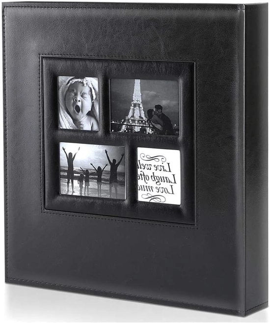 Album fotografico in stile vintage - per 500 foto - nero - pelle - 10 x 15 cm