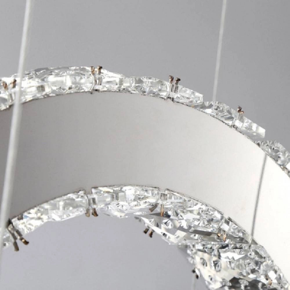 Trade Shop - Lampadario Led Design Moderno Cerchi Di Cristallo 25 Watt Luce Bianco Freddo B34 -