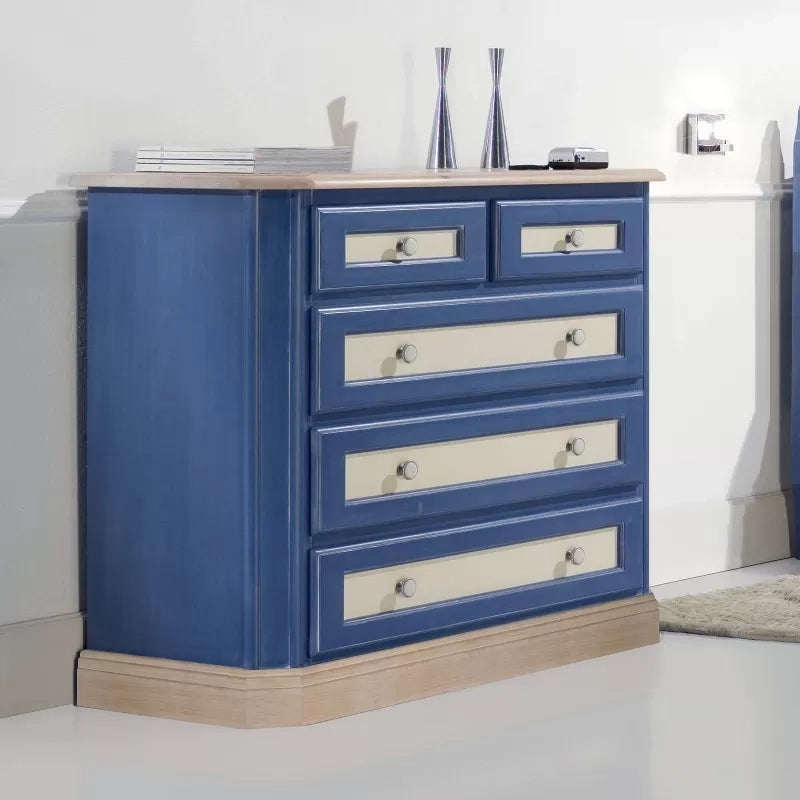 Como 5 cassetti in legno blu e miele l.102 p.48 h.90 (2218) - Mobili 2G