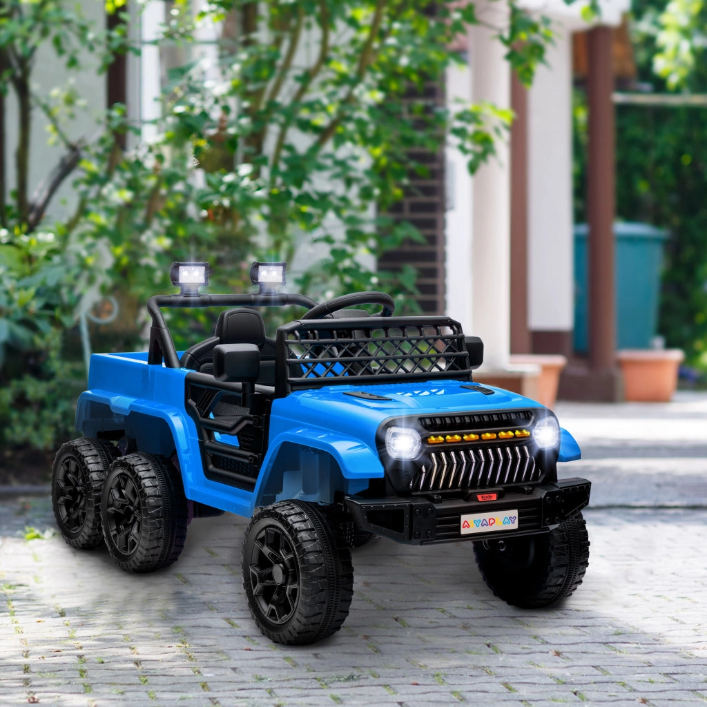 Auto Elettrica Bambini 12V con Rimorchio ¨C Xylo ¨C LED Musica Clacson 3-8 Anni Blu