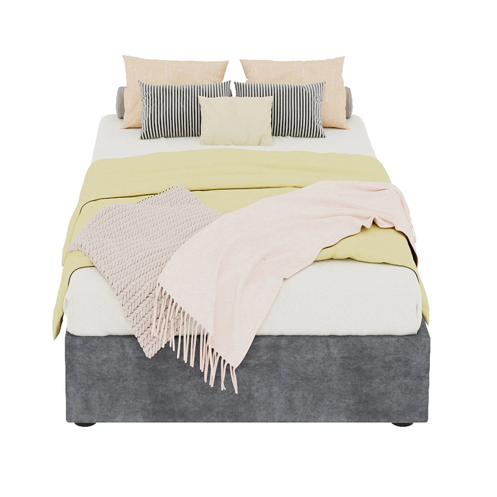 Struttura letto 90x200 cm in tessuto e metallo grigio con design moderno