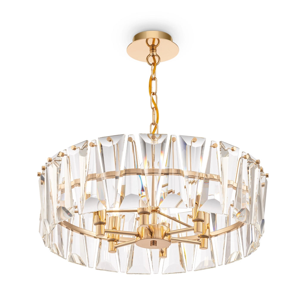 Maytoni Lampadario contemporaneo Puntes 6 luci E14 oro metallo cristallo