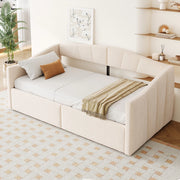 OKWISH Letto Banquette Singolo con Contenitore, con Sollevamento Idraulico, Schienale e Braccioli, 200×90 cm, senza Materasso, in Velluto, Beige