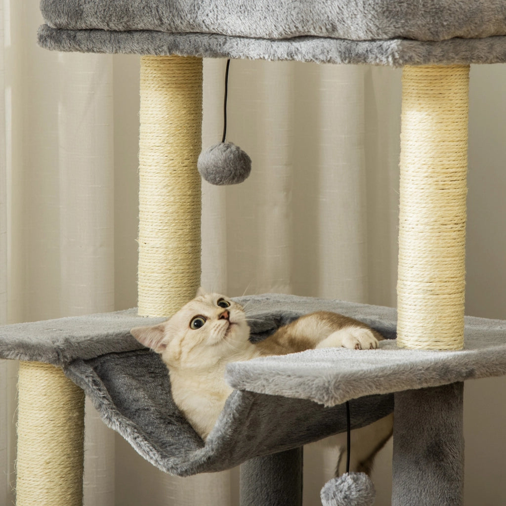 Arbre ¨¤ chat con griffoir, letto, nicchia, hammock, piattaforma ¨C zephmum ¨C 48x48x90 cm grigio