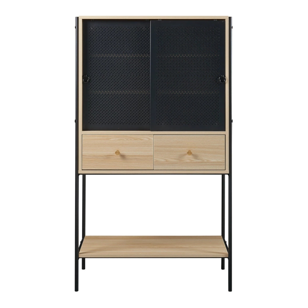 Credenza alta/cassettiera/mobile contenitore per soggiorno ingresso o camera da letto 140 x 80 x 40 cm effetto rovere nero 03_0009022
