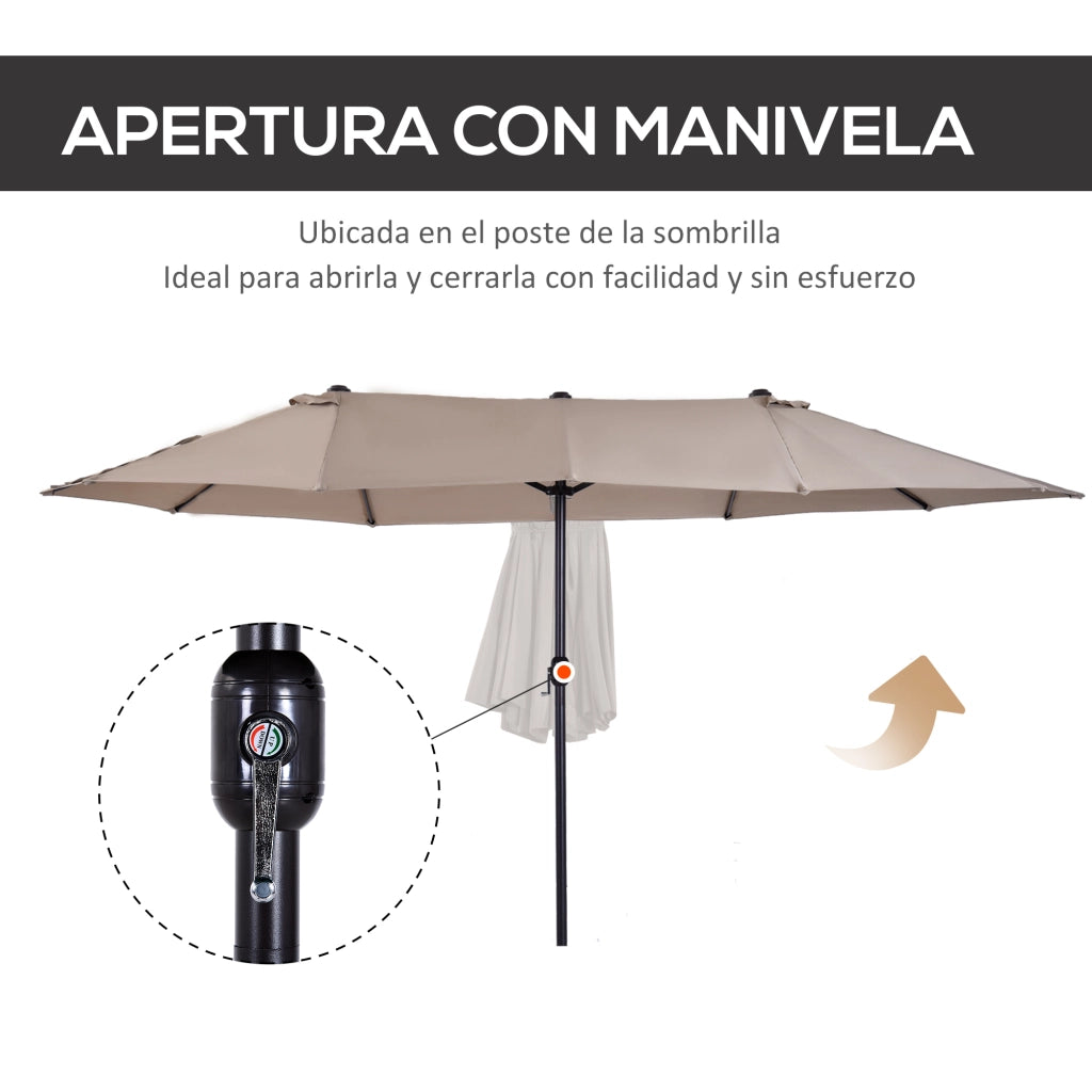 Ombrellone da Giardino Grande con Manovella ¨C zephmum ¨C Marrone 265x455x238 cm