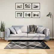 Tappeto Shaggy PAMPLONA a Pelo Lungo Nero e Crema 120x120 cm 375409