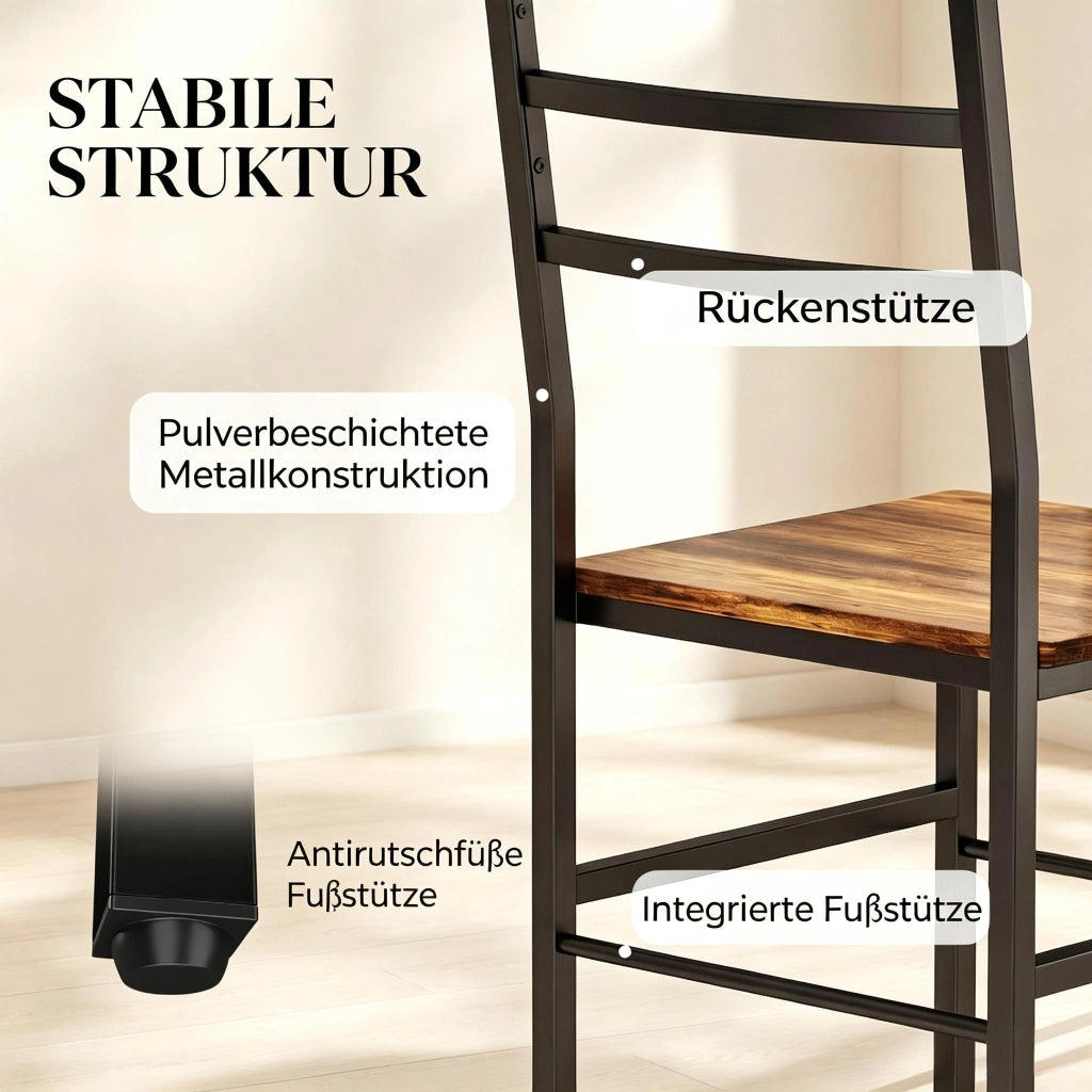 TAVOLO DA PRANZO SALVASPAZIO 80x50 cm EFFETTO LEGNO RUSTICO NERO Set da 3 pezzi