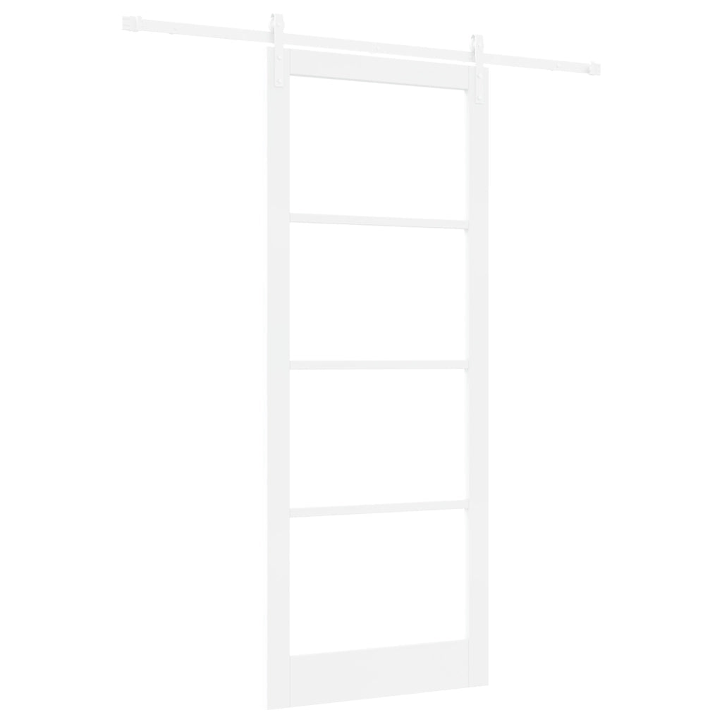 Porta Scorrevole  con Set Hardware 'ORKDAL'Bianca Legno Massello & Vetro