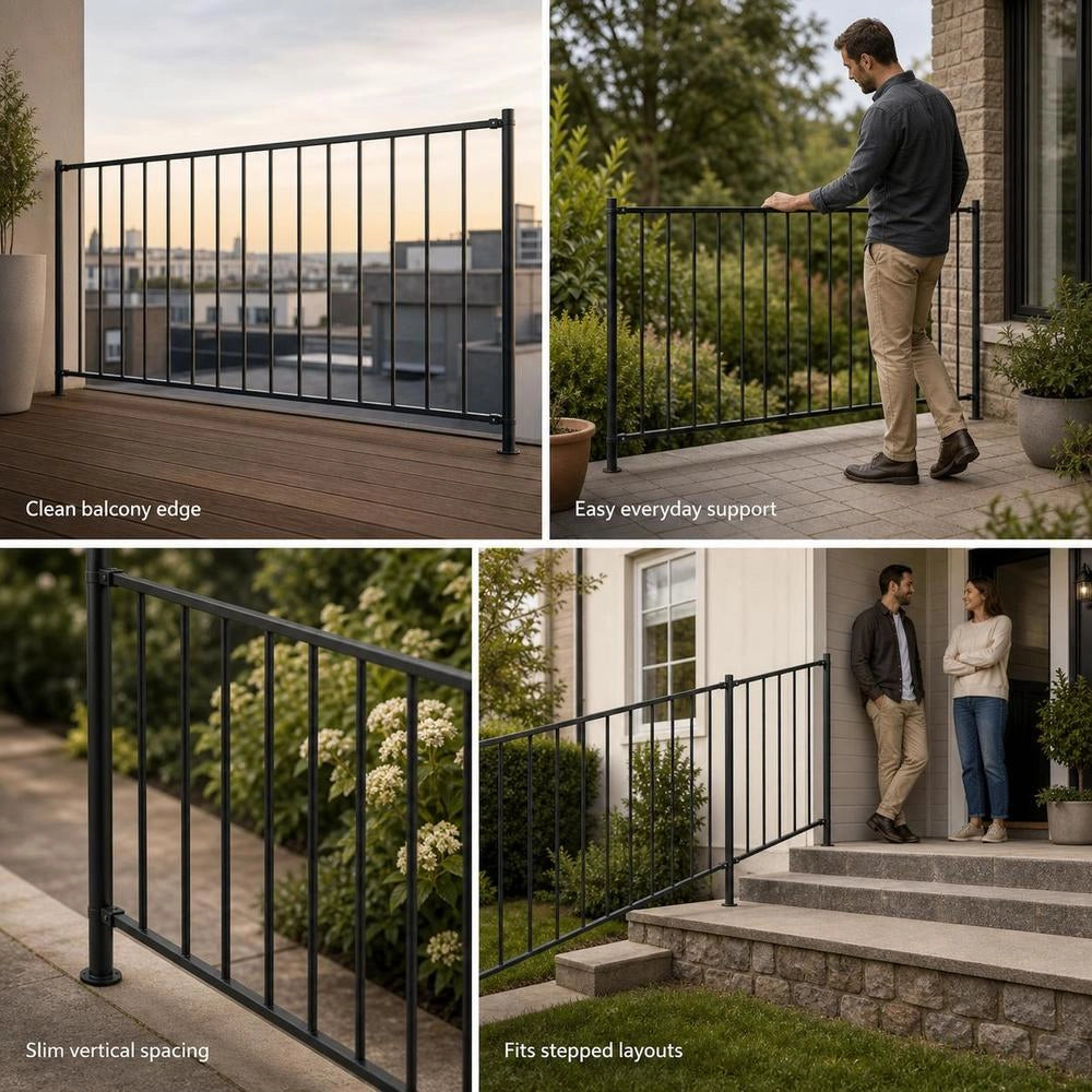 Fence Panel With Posts, Powder-coated Steel, 1.81 X 1 M, Anthracite