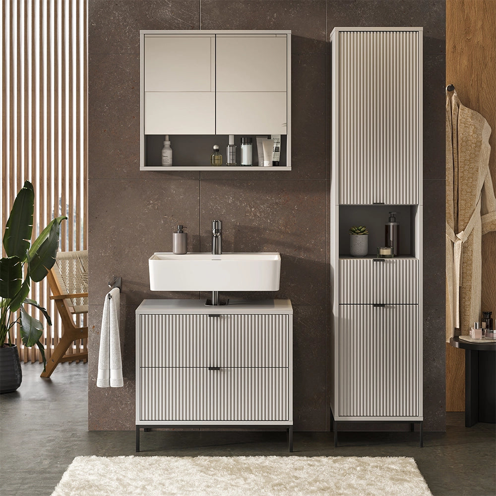 Vicco Set di mobili da bagno Grigio 3 parti