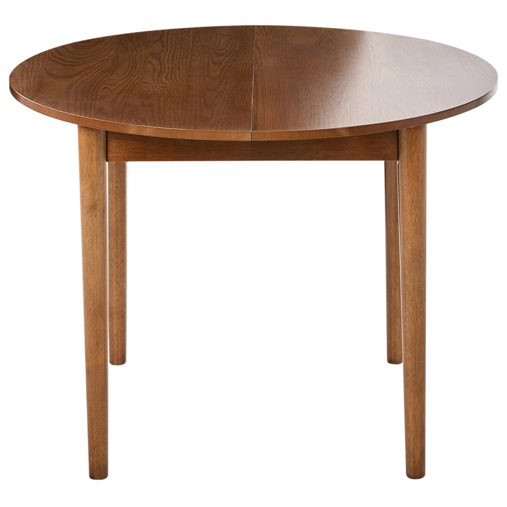 Tavolo da pranzo Marrone scuro MDF impiallacciato rovere Base in legno di gomma 107/137x107cm Piano tavolo allungabile Rotondo Moderno
