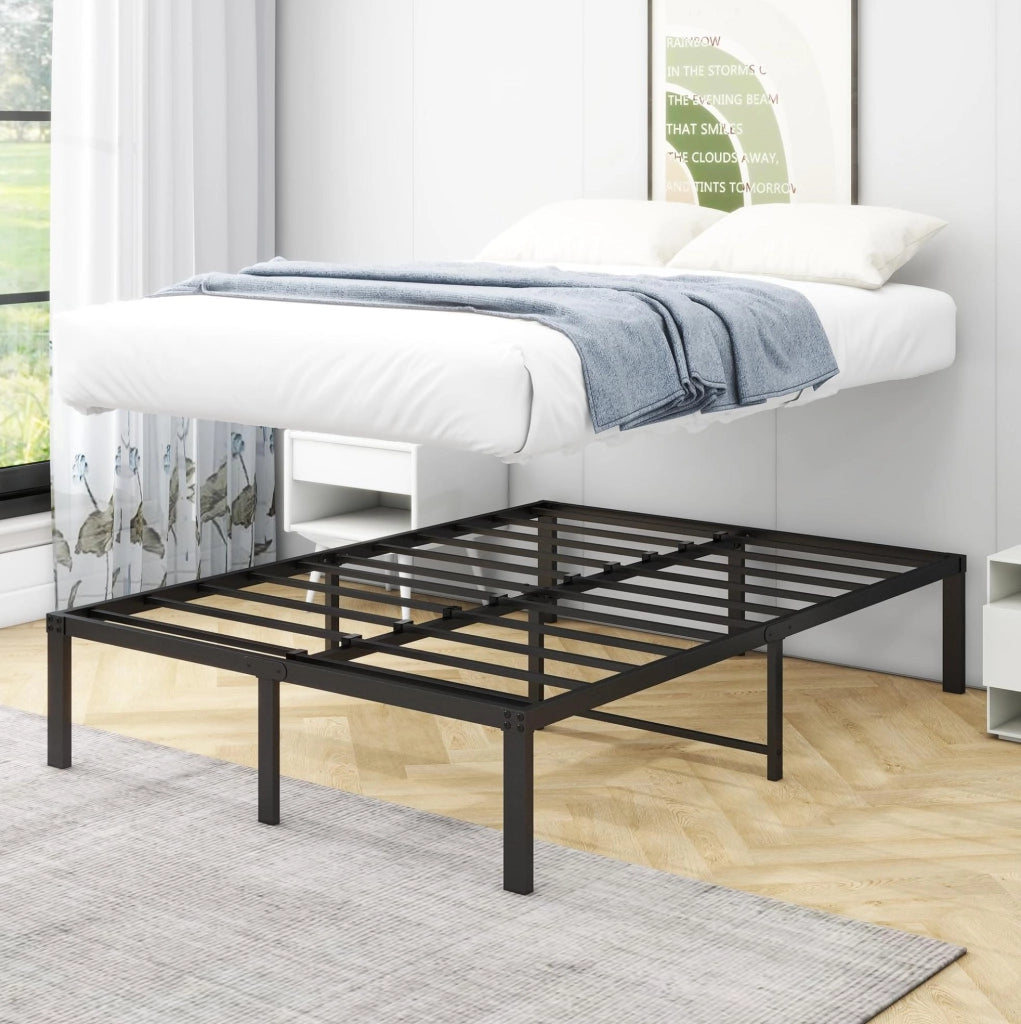 Struttura letto in metallo 120 x 200 cm con doghe; altezza da terra 31 cm; nera
