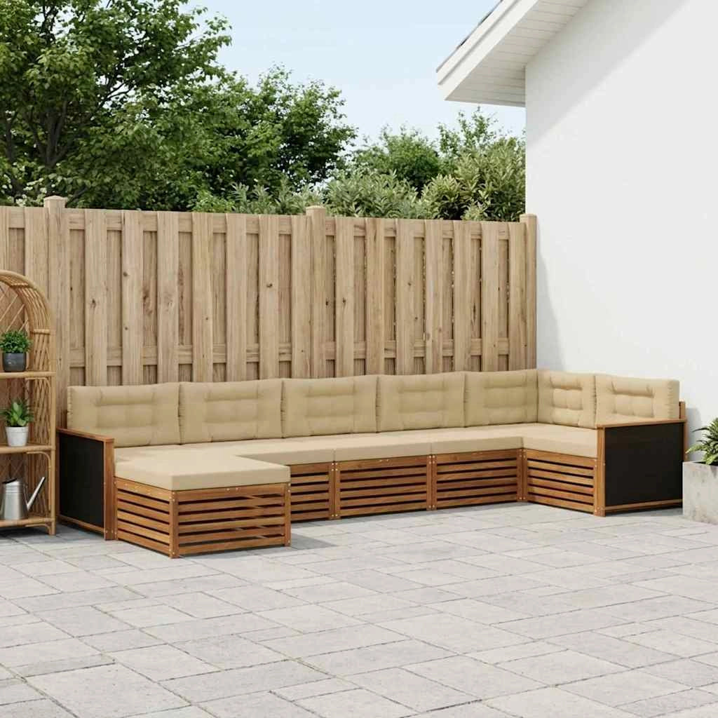 Set di divani da esterno 7 pz Naturale e Beige 3383616