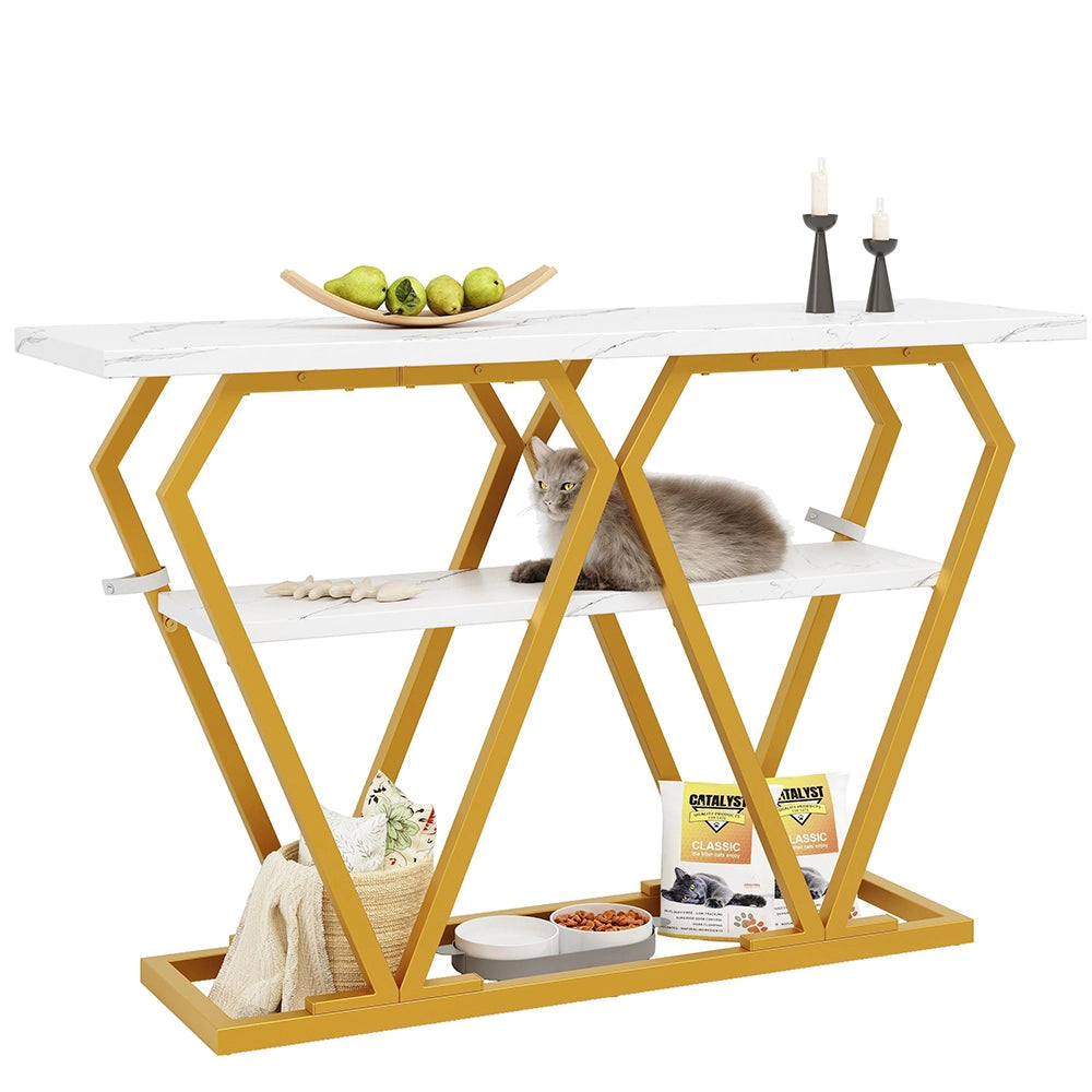 Console da pranzo in legno - Xylo - 120x29.5x80cm - Design effetto marmo