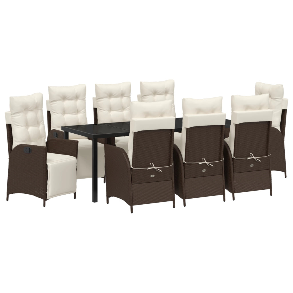 Set da Pranzo da Giardino 9 Pezzi in Rattan Polipropilene Marrone