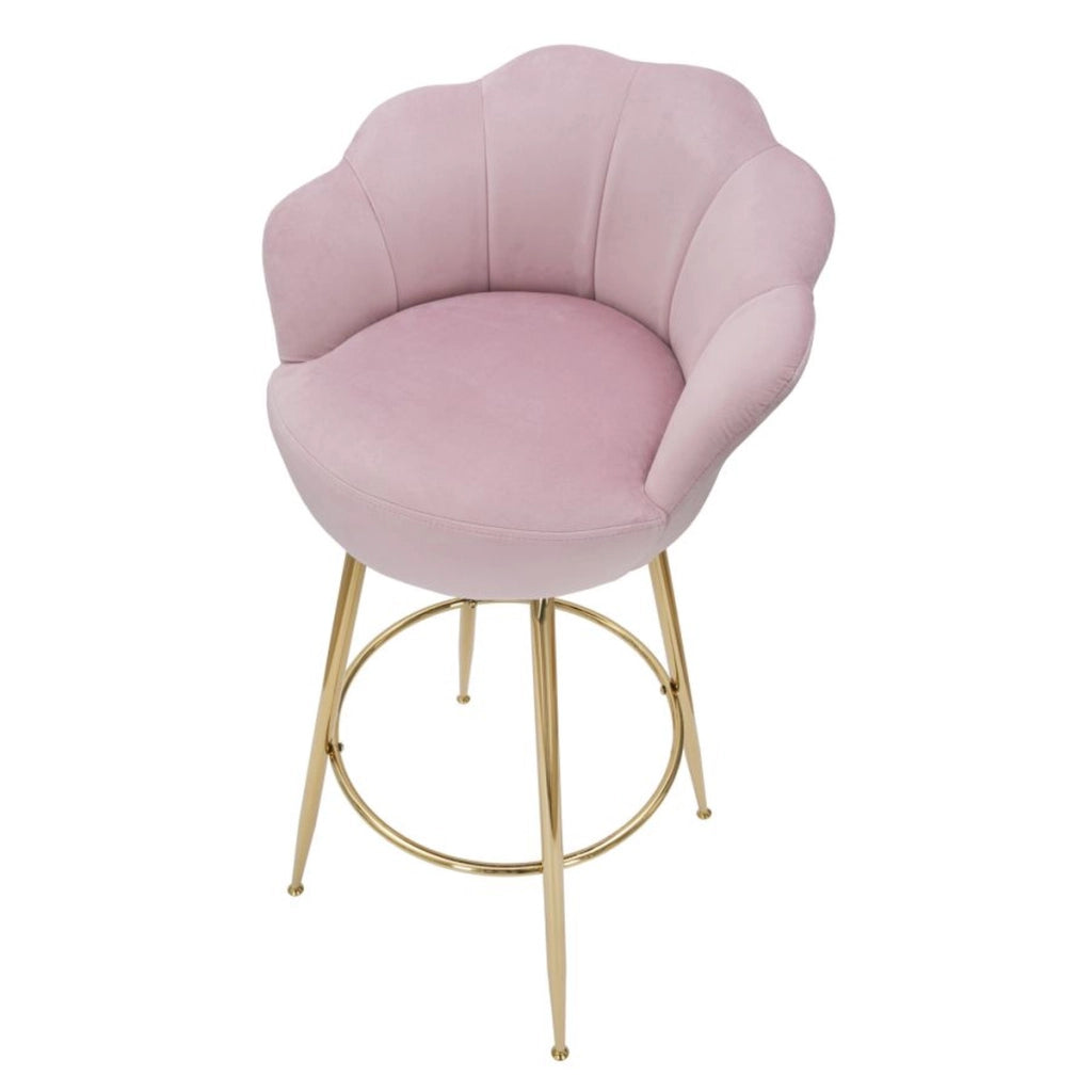 Sgabello da bar Vienna rosa e gold in velluto – H 110 cm
