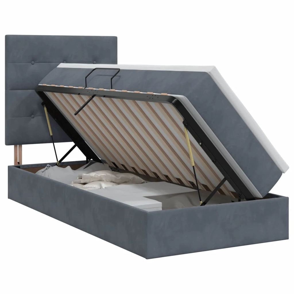 Letto con contenitore e materasso Grigio Scuro 90 x 190 cm 3459658