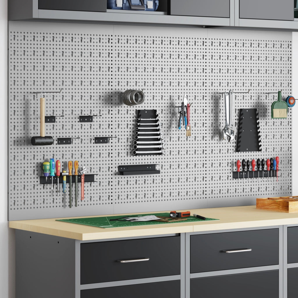 Pannelli Appesi 3 pz con 15 Accessori Grigio 50x80 cm Acciaio