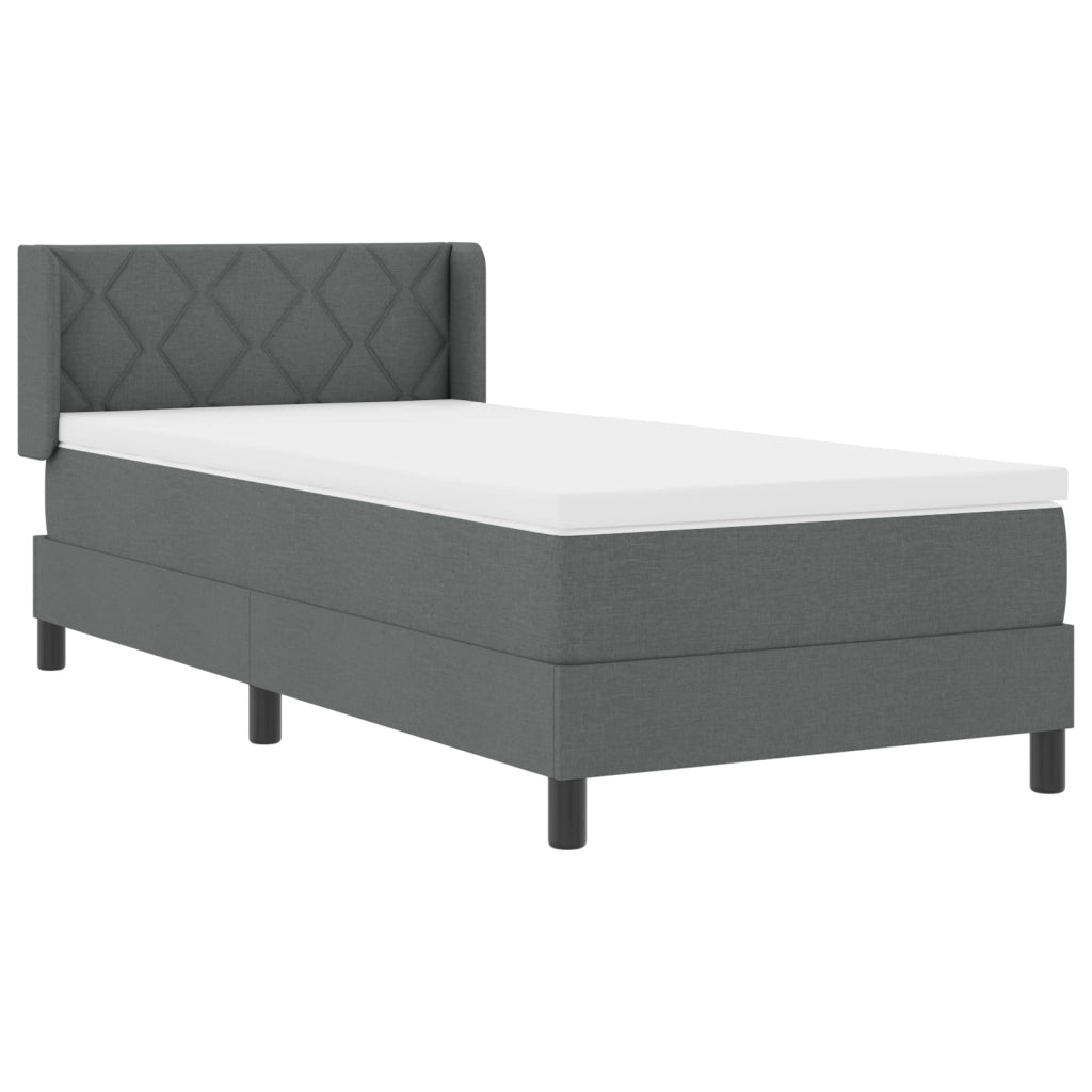 Letto a Molle  con Materasso Grigio Scuro 90x200 cm Tessuto