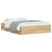 Letto matrimoniale | Letto per adulti | Giroletto Cassetti Rovere Sonoma 120x190 cm Legno Multistrato