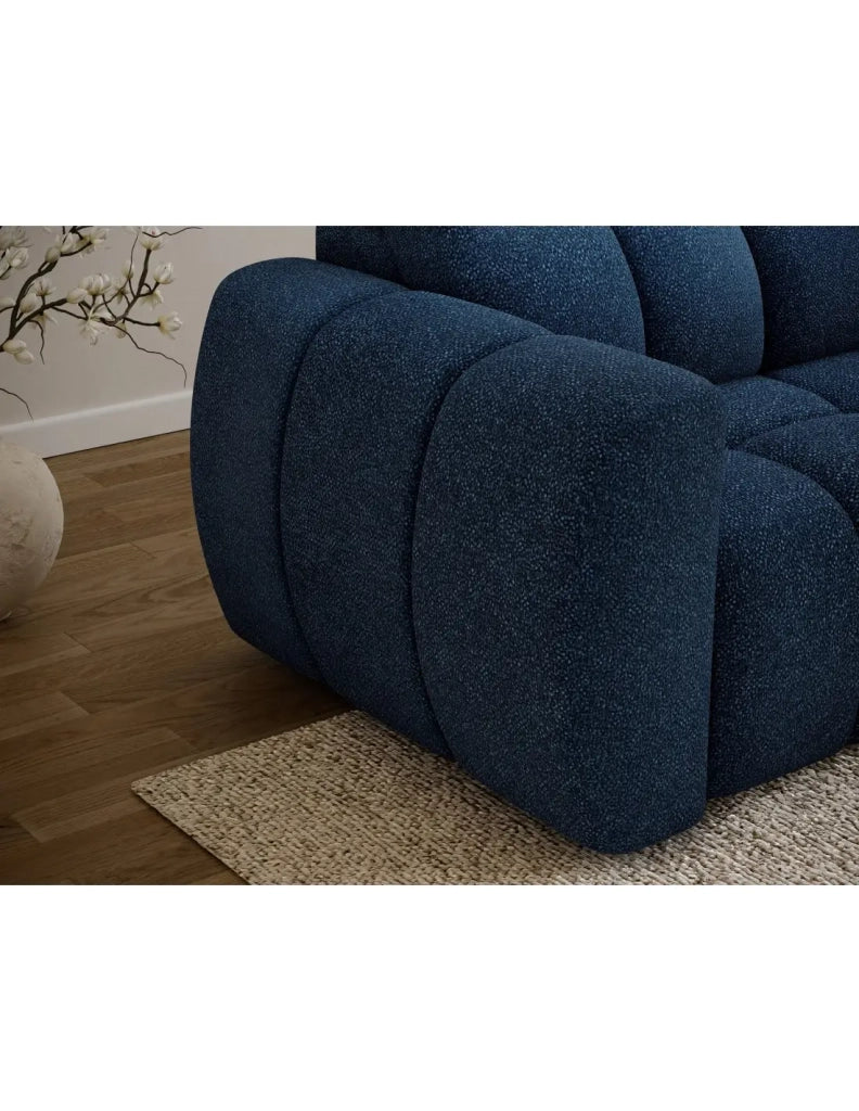 Divano ad angolo elettrico FANOTI 3 posti blu scuro – angolo destro