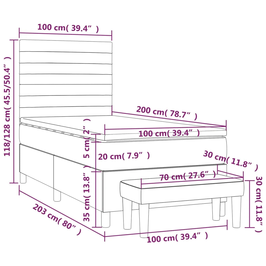 Giroletto a Molle con Materasso Marrone Scuro 100x200cm Tessuto
