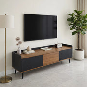 Cassettiera per TV nero e naturale in MDF e truciolare lunghezza 160 cm