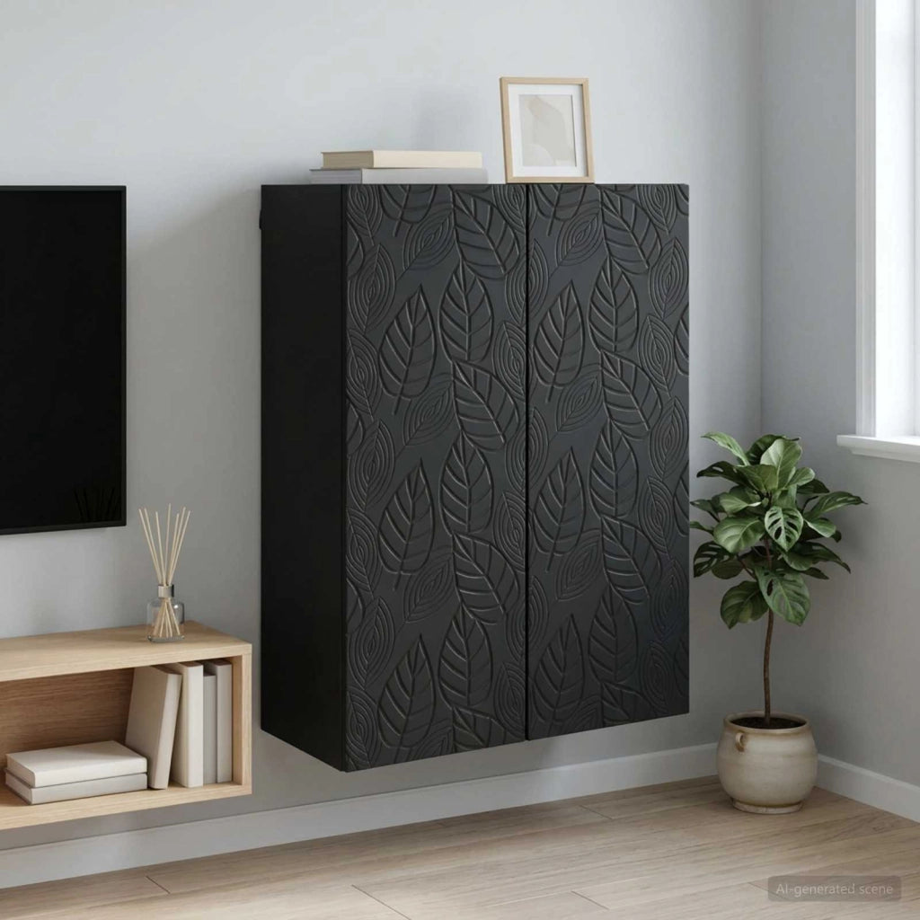 Mobiletto a muro 66 x 34,5 x 90 cm Legno ingegnerizzato Nero 898736