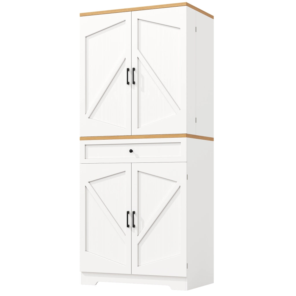 Credenza Alta da Cucina con Ripiani e Cassetti; Mobile Contenitore Multifunzionale per Cucina; in MDF; 80x40x180 cm; Bianco