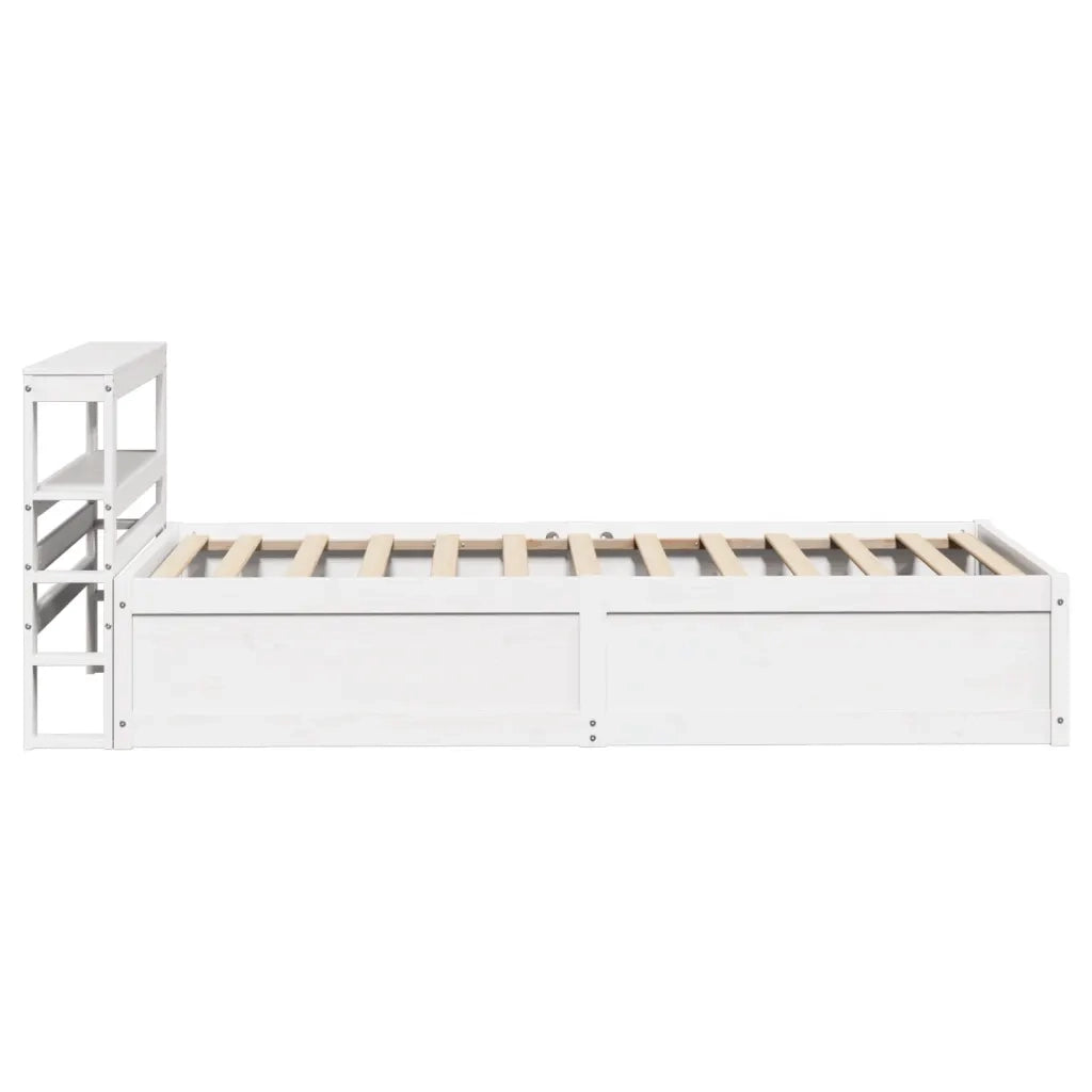 Giroletto con Testiera Bianco 90x200 cm Legno Massello di Pino 3306352