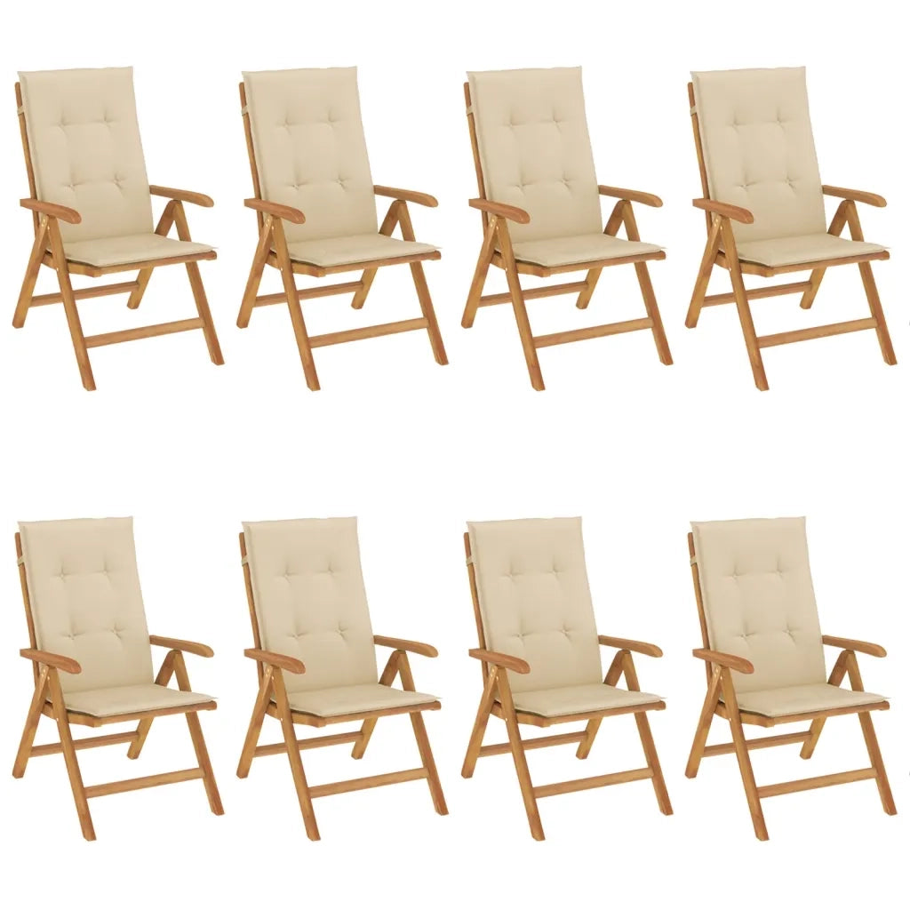 Sedie da Giardino Reclinabili con Cuscini 8 pz in Legno di Teakcod mxl 77075