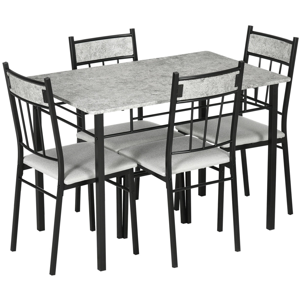 Set Tavolo da Pranzo Rettangolare Allungabile e 4 Sedie ¨C zephmum ¨C Grigio e Nero