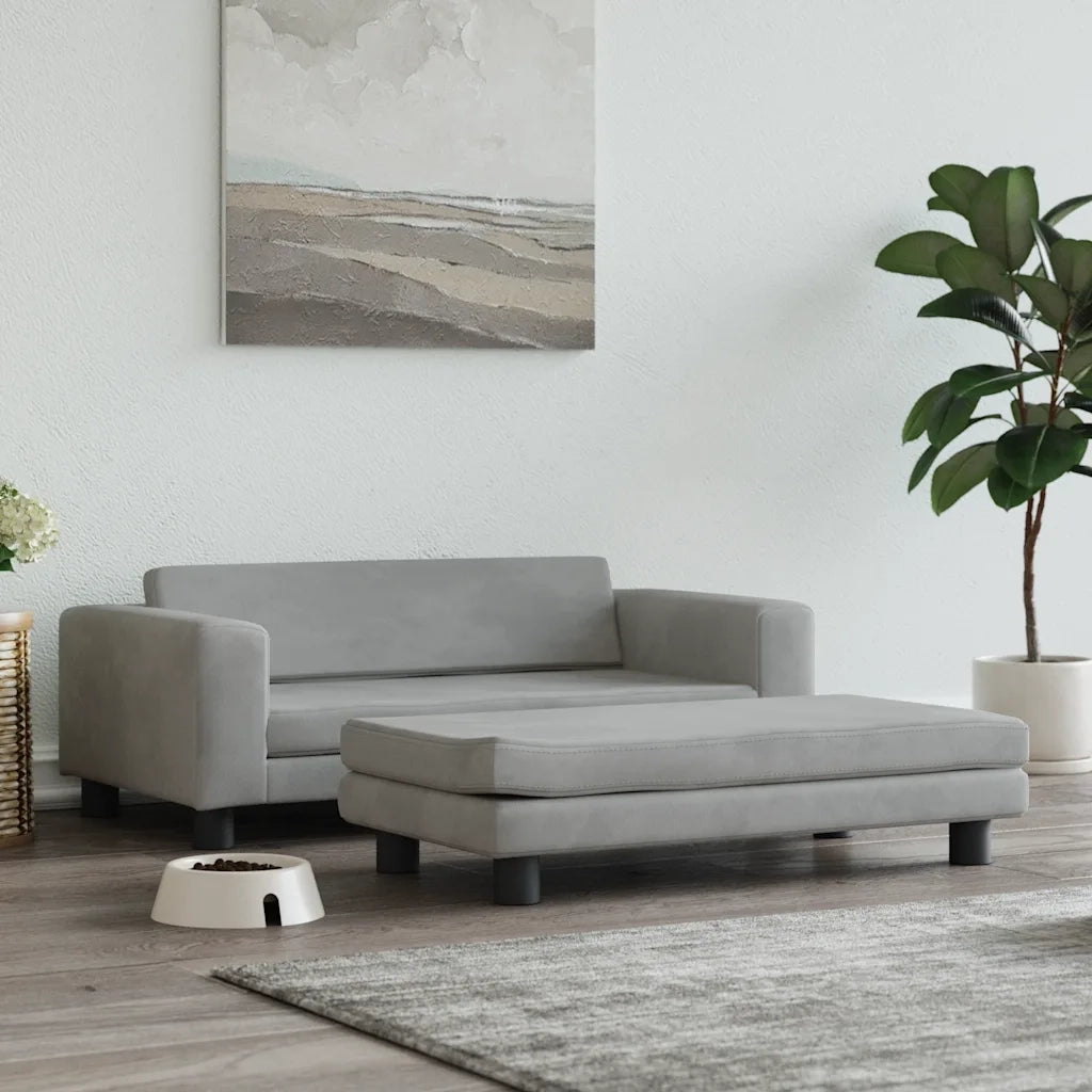 Lettino Cani con Estensione Grigio Chiaro 100x50x30 cm Vellutocod mxl 95250