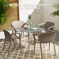 Set 4 Sedie da Giardino 60x56x75 cm Impilabili in Polipropilene Grigio
