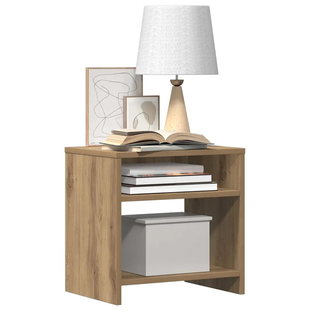 Comodini 2pz Rovere Artigianale 40x30x40 cm in Truciolato 855765